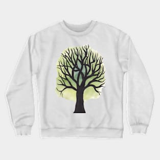 Silhouette tree with green sky Crewneck Sweatshirt